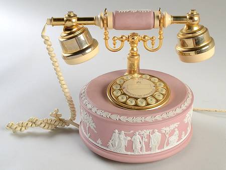 Cream Color on Pink Jasperware U.S. Plug Telelphone