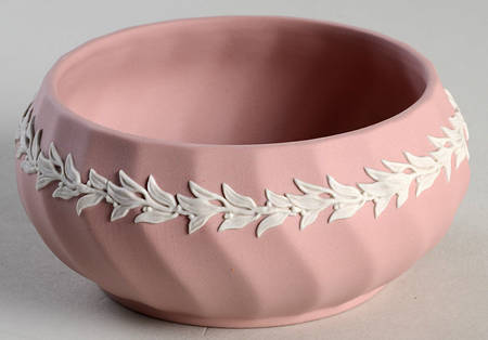 Cream Color on Pink Jasperware 3" Round Box No Lid