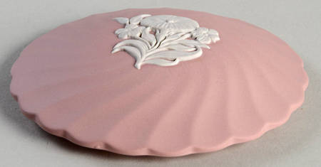 Cream Color on Pink Jasperware Lid for 3" Round Box