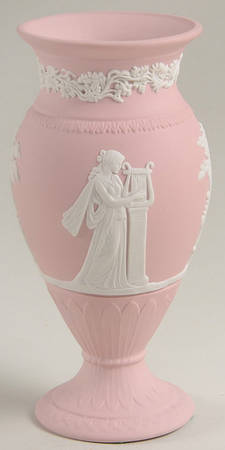 Cream Color on Pink Jasperware Terpsichore Vase