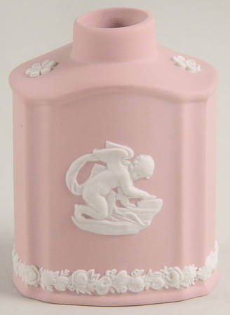 Cream Color on Pink Jasperware Small Tea Caddy No Lid