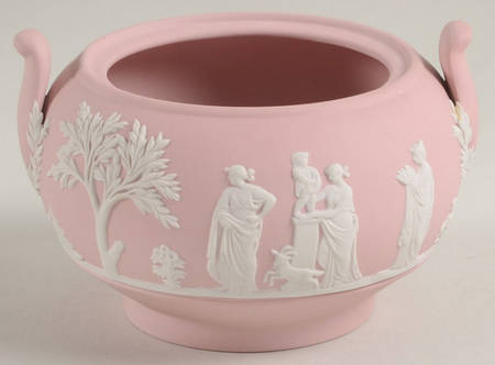 Cream Color on Pink Jasperware Sugar Bowl No Lid