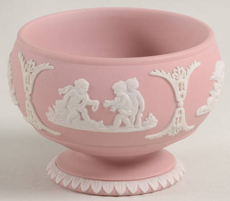 Cream Color on Pink Jasperware Salt Cellar