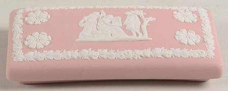 Cream Color on Pink Jasperware Lid for 3" Rectangular Box