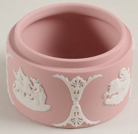Cream Color on Pink Jasperware 2" Round Box No Lid
