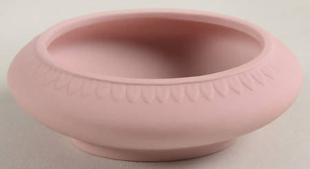 Cream Color on Pink Jasperware 3" Oval Box-No Lid