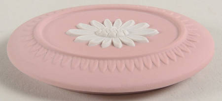Cream Color on Pink Jasperware 3" Oval Box-Lid Only