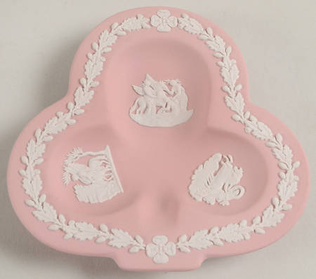 Cream Color on Pink Jasperware Small Club Shape Ashtray