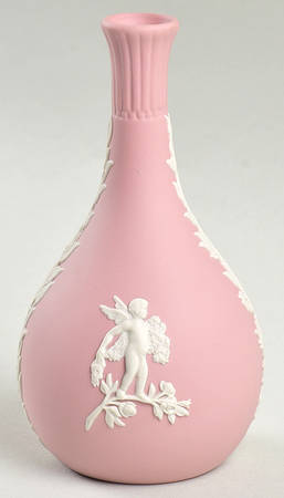 Cream Color on Pink Jasperware Seasons Bud Vase