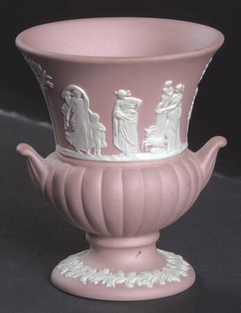 Cream Color on Pink Jasperware Mini Bud Vase