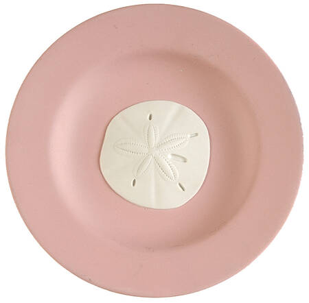Cream Color on Pink Jasperware 4" Round Tray