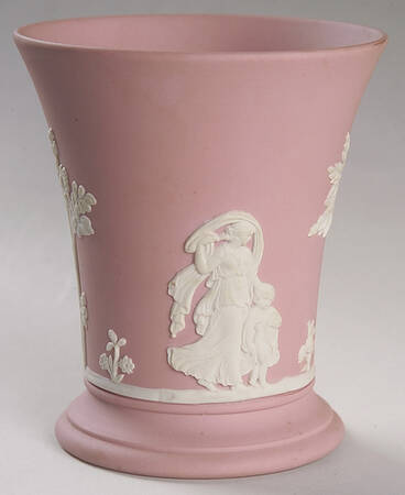 Cream Color on Pink Jasperware Garden Posey Pot