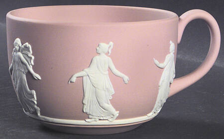 Cream Color on Pink Jasperware Flat Cup