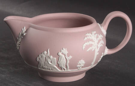 Cream Color on Pink Jasperware 146 Shape Creamer