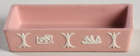 Cream Color on Pink Jasperware Oblong Box No Lid