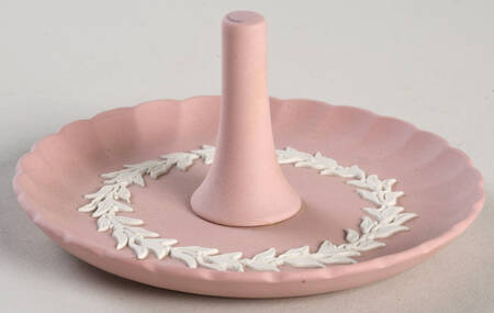Cream Color on Pink Jasperware Ring Holder
