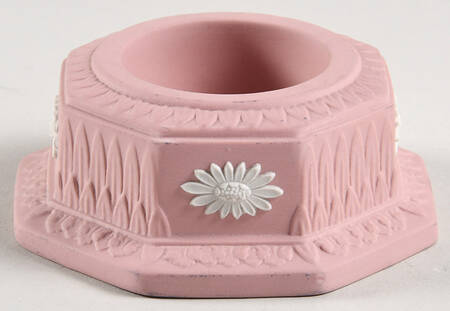 Cream Color on Pink Jasperware Tea Light Candleholder