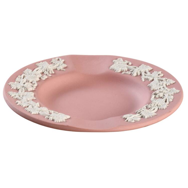 Cream Color on Pink Jasperware 2 Slot Round Ashtray