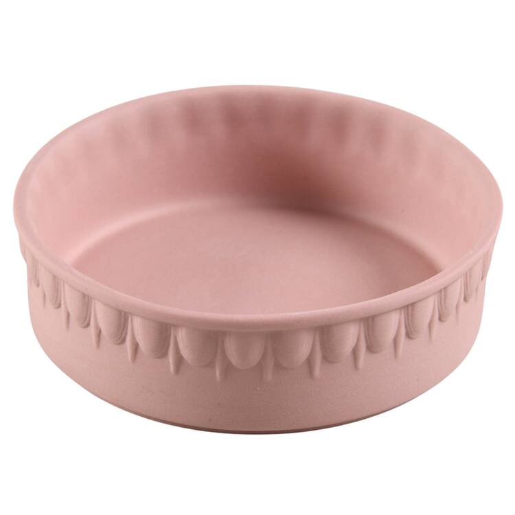 Cream Color on Pink Jasperware 3" Round Box No Lid