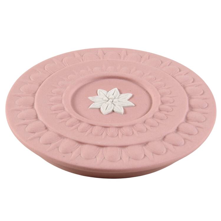 Cream Color on Pink Jasperware Lid for 3" Round Box