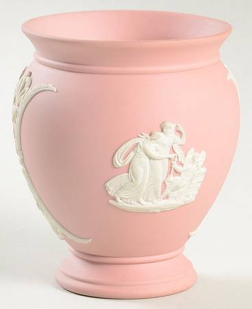 Cream Color on Pink Jasperware Cameo Posey Pot