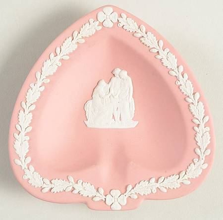 Cream Color on Pink Jasperware Small Spade Shape Ashtray