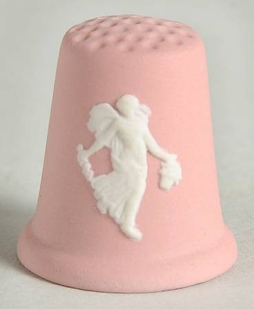 Cream Color on Pink Jasperware Thimble