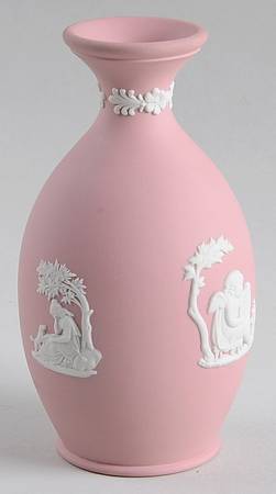 Cream Color on Pink Jasperware 4" Bud Vase