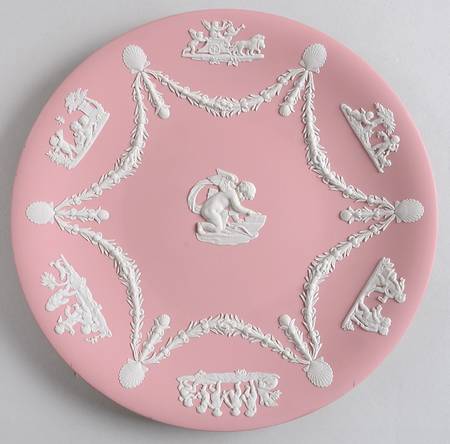 Cream Color on Pink Jasperware Cupid Serving Plate