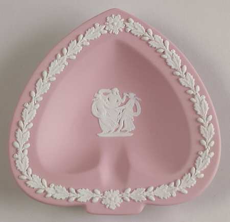 Cream Color on Pink Jasperware Small Spade Shape Ashtray