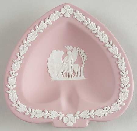 Cream Color on Pink Jasperware Small Spade Shape Ashtray