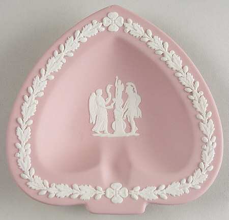 Cream Color on Pink Jasperware Small Spade Shape Ashtray
