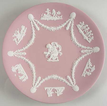 Cream Color on Pink Jasperware Cupid Serving Plate