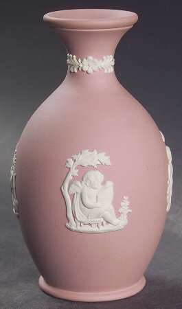 Cream Color on Pink Jasperware Cameo Posey Pot