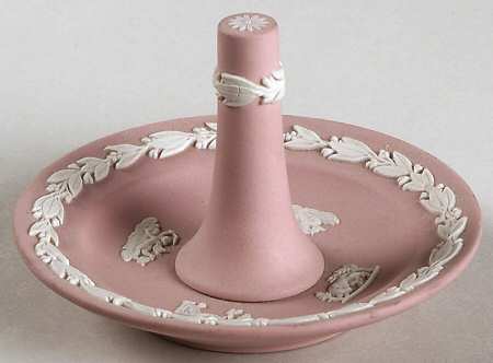 Cream Color on Pink Jasperware Ring Holder