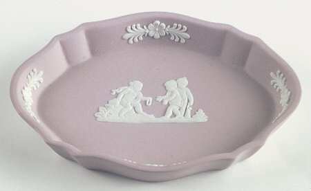Cream Color on Pink Jasperware Silver Tray