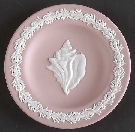 Cream Color on Pink Jasperware 4" Round Tray