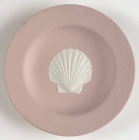 Cream Color on Pink Jasperware 4" Round Tray