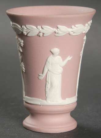 Cream Color on Pink Jasperware Mini Bacchus Vase