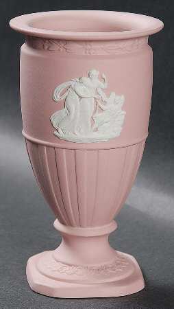 Cream Color on Pink Jasperware Eros Laurel Vase