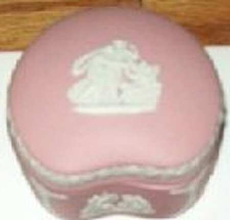 Cream Color on Pink Jasperware Bean Box & Lid