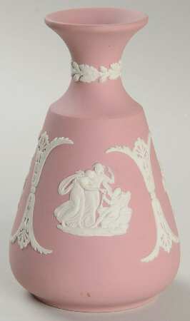 Cream Color on Pink Jasperware Cameo Bud Vase