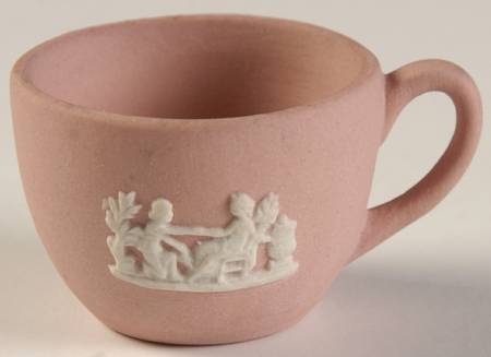 Cream Color on Pink Jasperware Miniature Cup Only