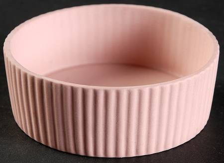 Cream Color on Pink Jasperware 1" Round Fluted Box No Lid