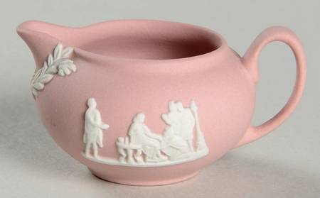 Cream Color on Pink Jasperware Miniature Creamer