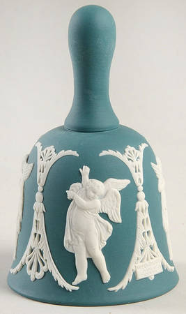 Cream Color on Spruce Green Jasperware Bell