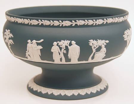 Cream Color on Spruce Green Jasperware Imperial Bowl