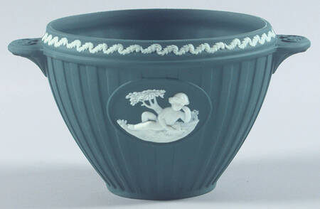 Cream Color on Spruce Green Jasperware Bacchus Bowl