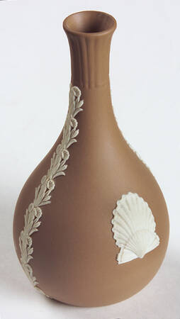 Cream Color on Taupe (Brown) Jasperware Seasons Bud Vase