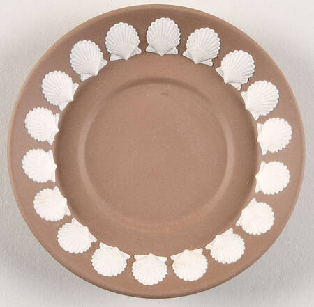 Cream Color on Taupe (Brown) Jasperware Saucer for Demitasse Cup